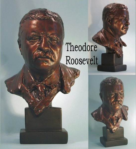 Theodore Roosevelt Bust Sculptural Portrait Statue